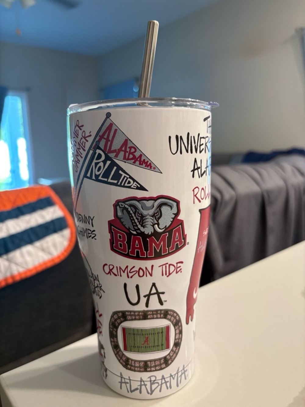 Alabama Crimson Tide Insulated Travel Tumbler - White/Red